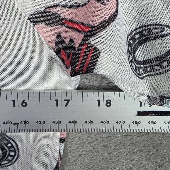 Womens Cowgirl Western Novalty Print Mesh Bodysuit Snap Closure Long Sleeve S - Picture 6 of 8